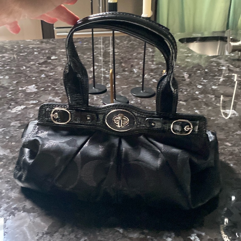 Black canvas coach satchel pristine condition
